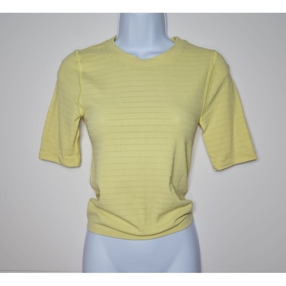 Calia Womens Yellow Seamless Short Sleeve Focus Athletic Top Size Small NWT